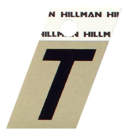 Hillman HILLMAN 1.5 in. Reflective Black Aluminum Self-Adhesive Letter T 1 pc, PK6 840532